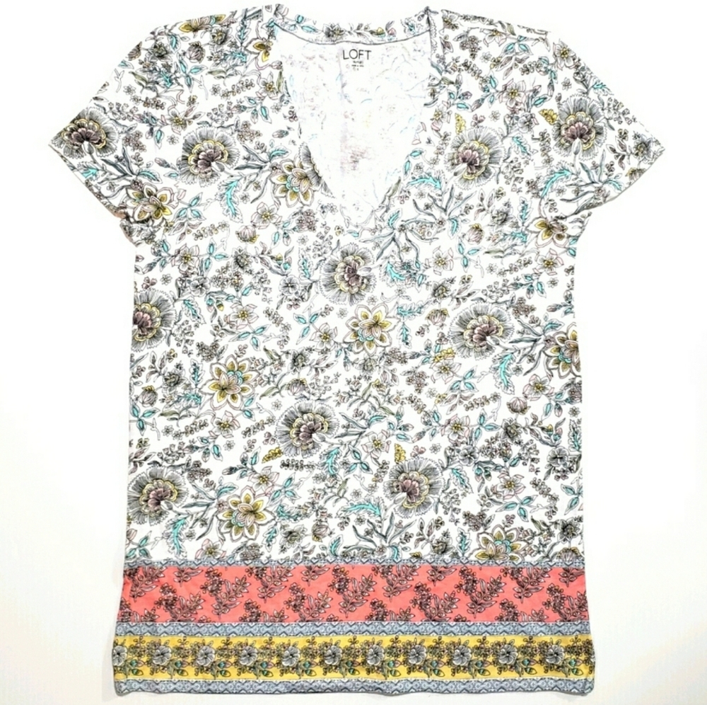 NWT Loft Boho Floral Short Sleeve Tshirt Top